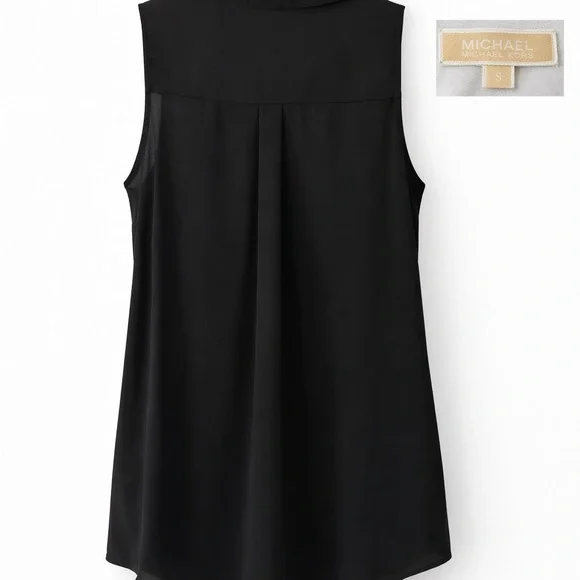 Michael Kors Black Sleeveless Blouse Gold Zip Front Size S - Picture 3 of 6